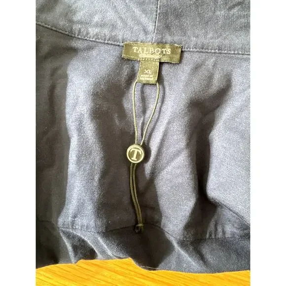 NWOT TALBOTS Open Front Cardigan Topper Short Sleeve Pima Cotton Stretch Blue XL - Picture 8 of 10